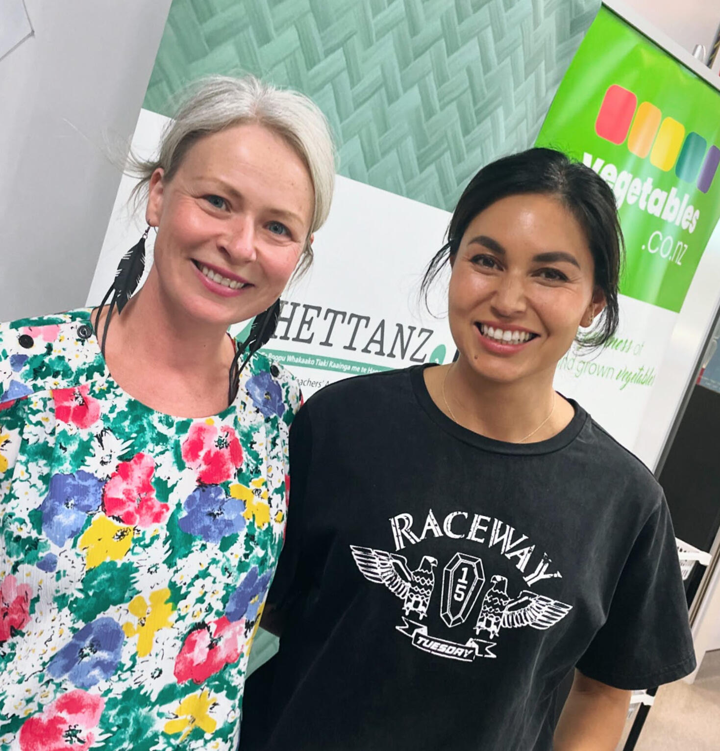 Lauren Sheridan & Nadia Lim at the Vegetables NZ Kitchen Masterclass as part of the 2024 HETTANZ conference Lauren Sheridan & Nadia Lim at the Vegetables NZ Kitchen Masterclass as part of the 2024 HETTANZ conference